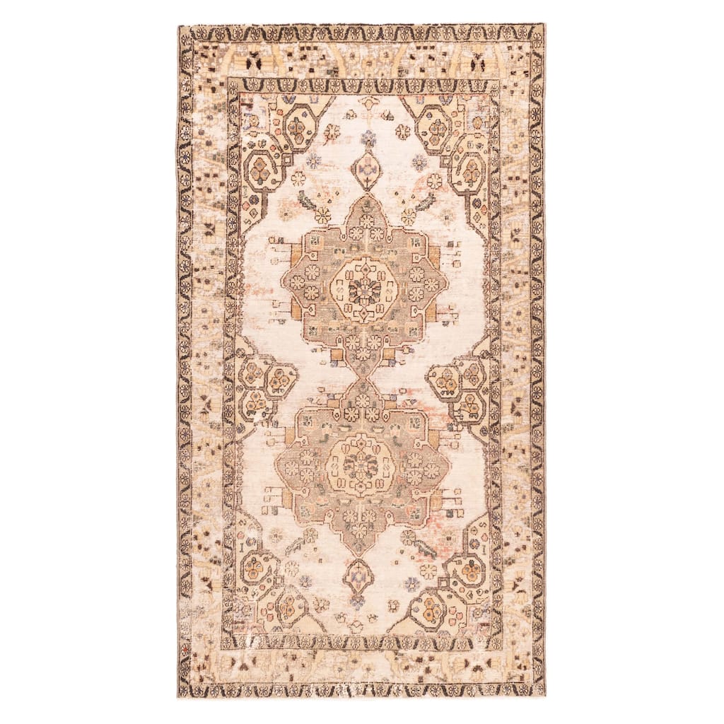 ECARPETGALLERY Hand-knotted Antalya Vintage Ivory Wool Rug - 5'1 x 9'2