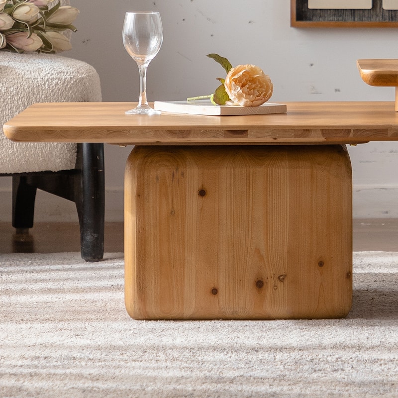 Vintage Fashion Style Square Coffee Table with Wood Grain Finish, for Living Room Office and Dining Room Black Set of 2