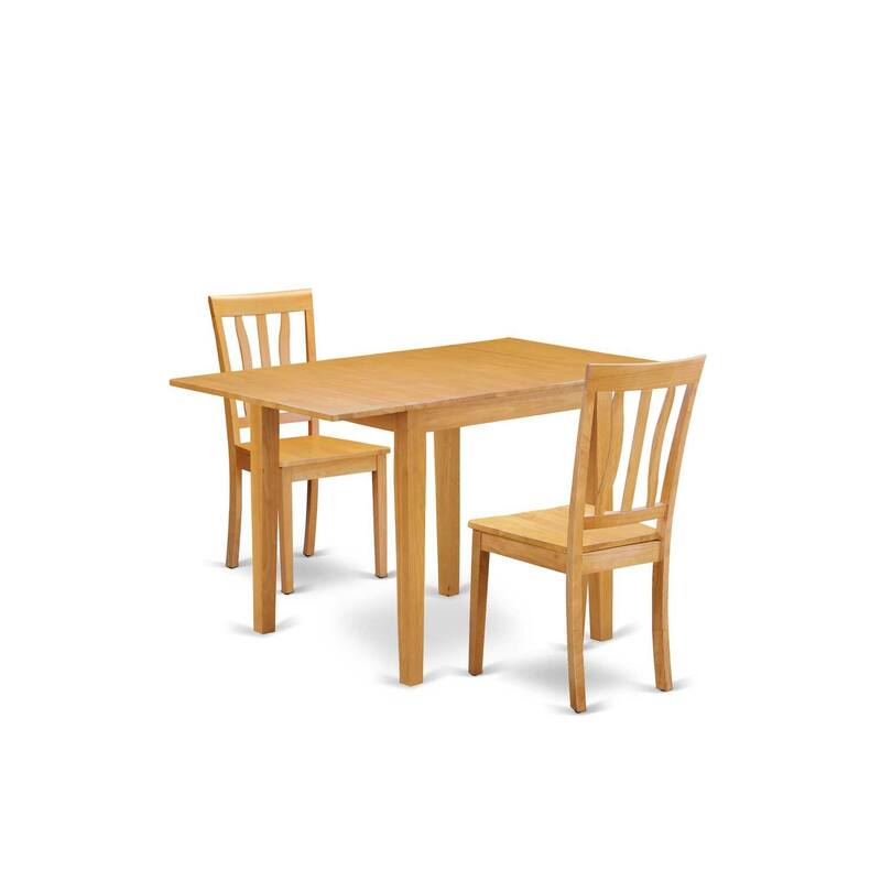 HomeStock 3-Piece Natural Brown Oak Finish Solid Wood Top Dining Table Set