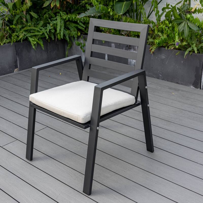 7-Piece Outdoor Dining Set in Black Aluminum Chelsea Series by LeisureMod