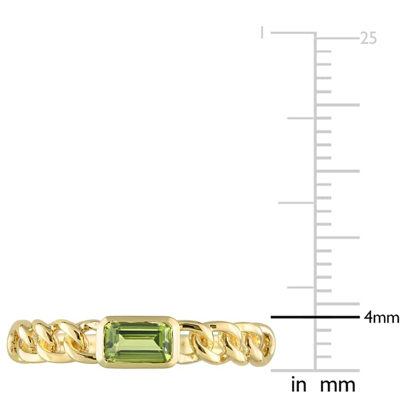 Miadora 10k Yellow Gold Peridot Stackable Link Ring