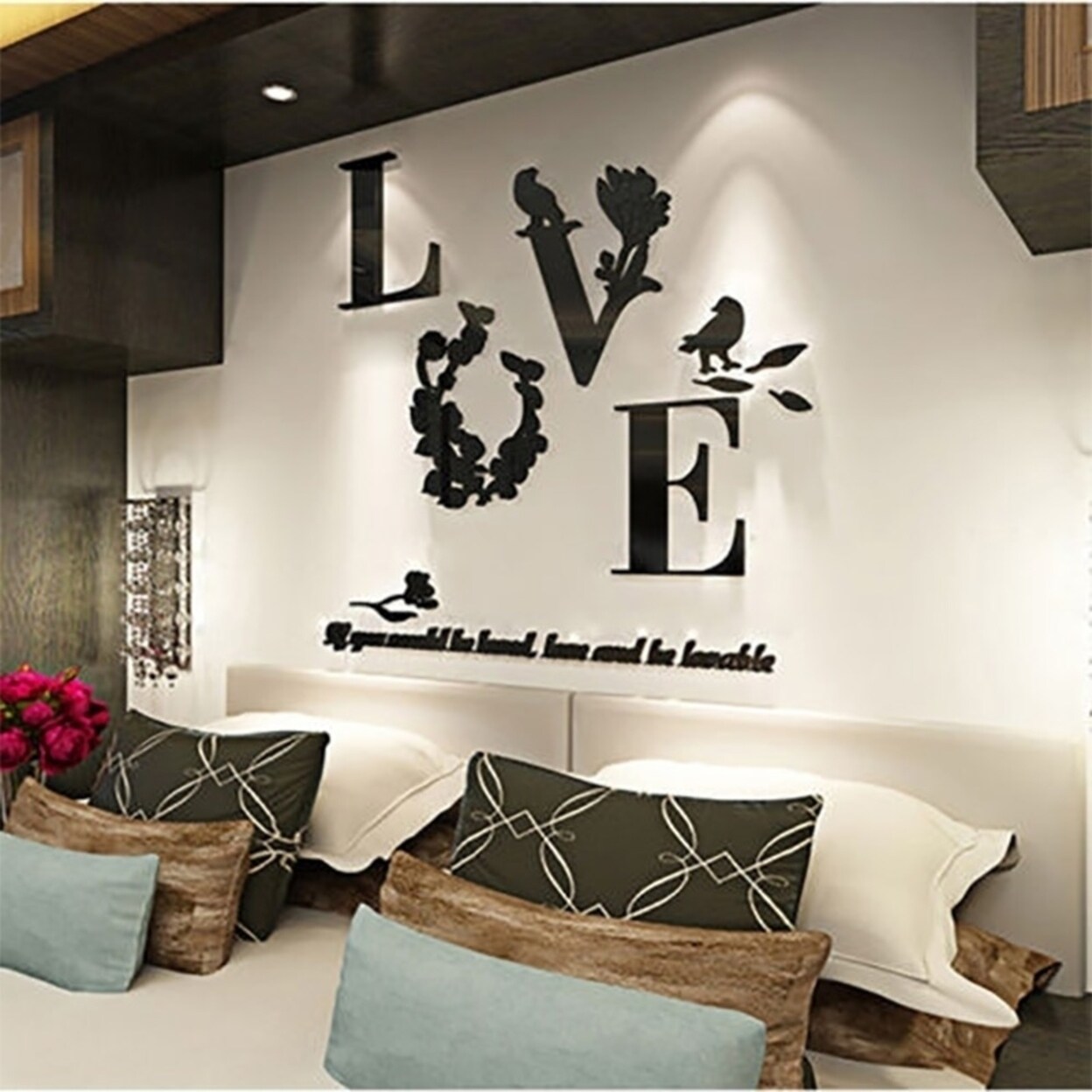 Shop Home Diy Art Decor 3d Mirror Love Wall Stickers Quote Flower