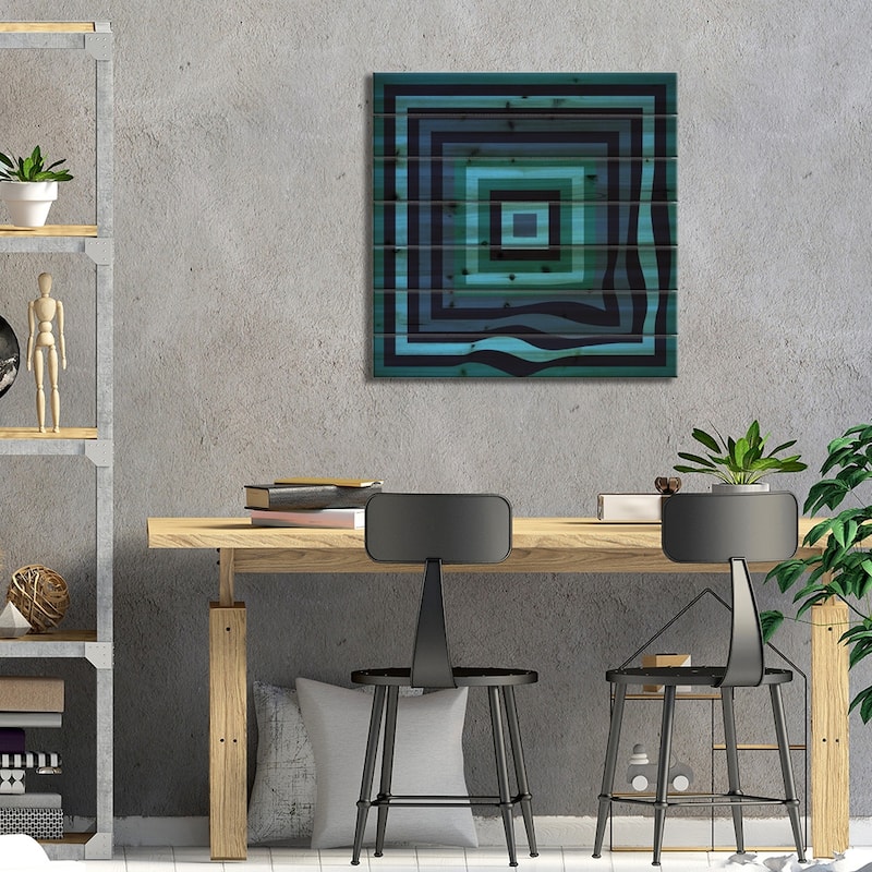 Blue Ripple Print On Wood by Greg Mably - Multi-Color