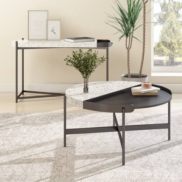 Shop Modrest Gemini Modern White Terrazzo Concrete Black Metal