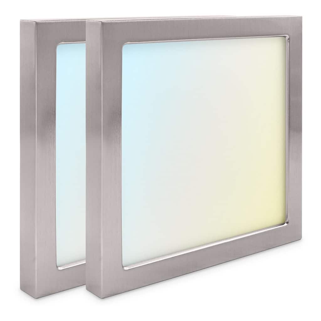 Luxrite 6 Inch Square LED Flush Mount Light, 15W 1000LM, 5CCT, Dimmable, Brushed Nickel 2-Pack