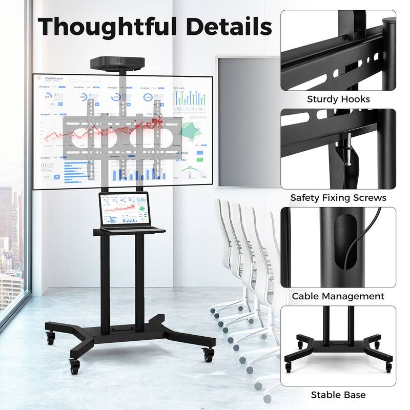 Gymax Mobile TV Stand for 32-70 inch Flat or Curved TVs up to 110 lbs