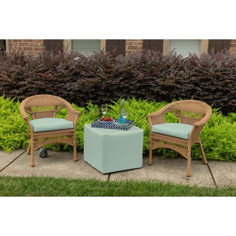 Sunbrella® Solid Fabric 1-Piece Indoor/Outdoor Wicker Seat Pad, 18"W x 18"L, Canvas Navy