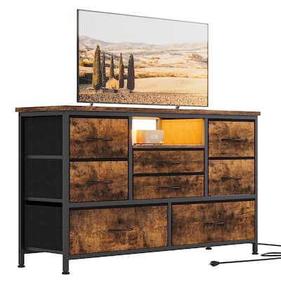 8 Dresser TV Stand with Power Outlet & LED for 55'' TV