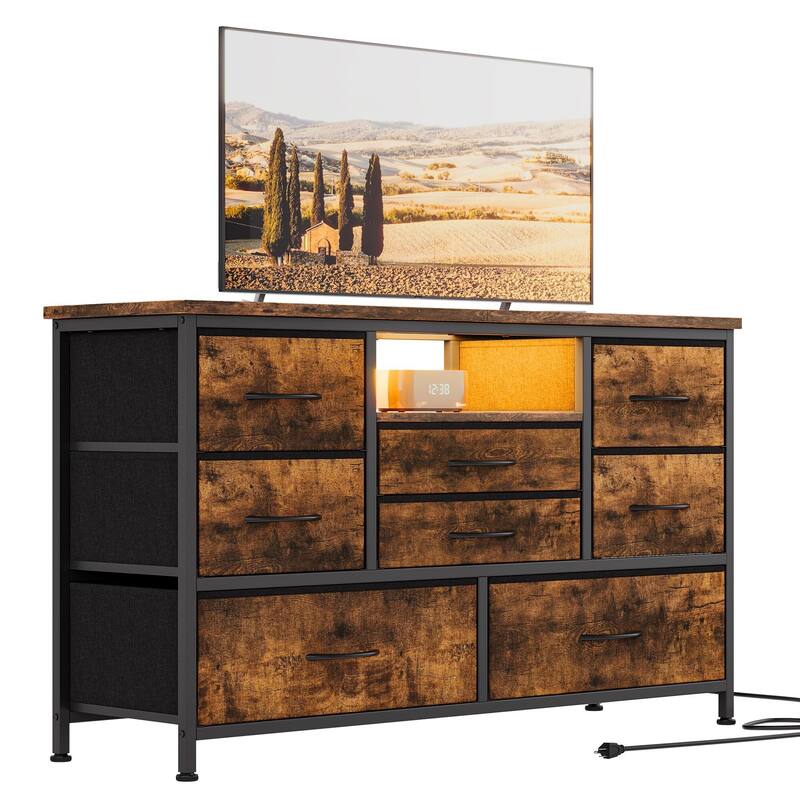 8 Dresser TV Stand with Power Outlet - Brown