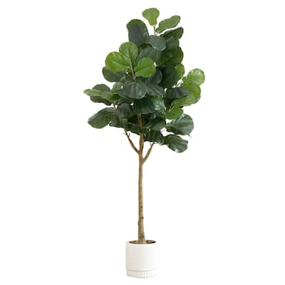 6' Artificial Fiddle Leaf Fig Tree with White Decorative Planter