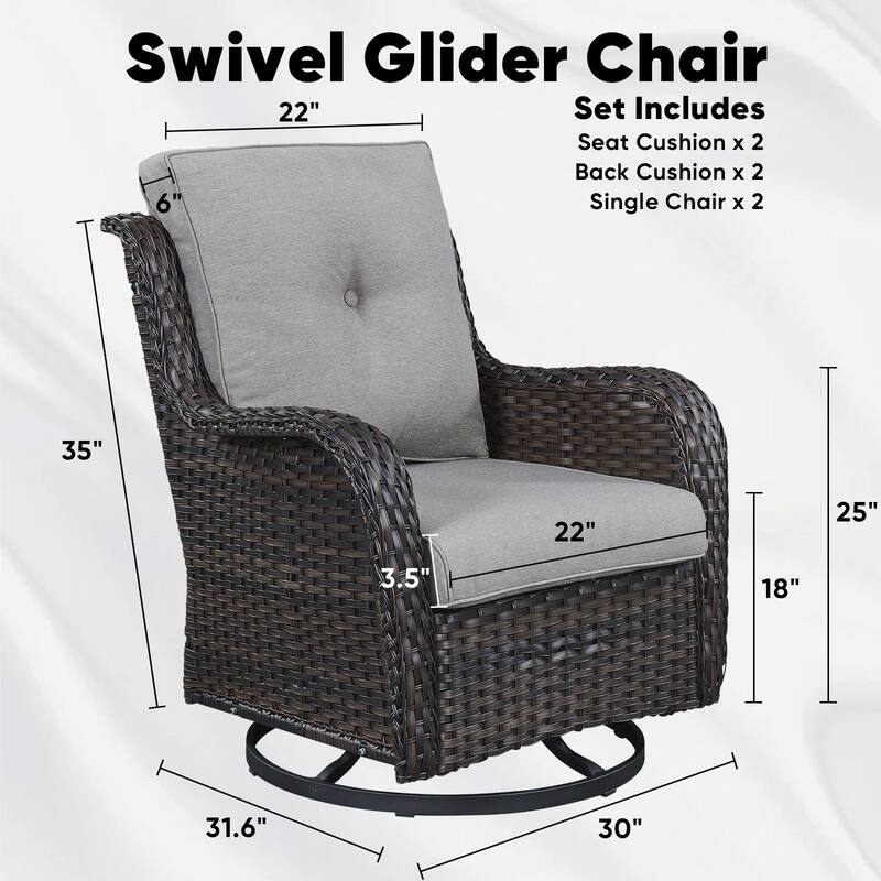 779657388297 Outdoor Swivel Glider Chairs with 4Inch 5Inch 6Inch Cushion