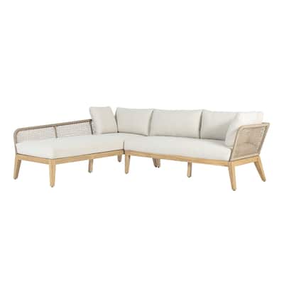 Cypress Teak Wood 2-piece Left Arm Chaise Outdoor Sectional