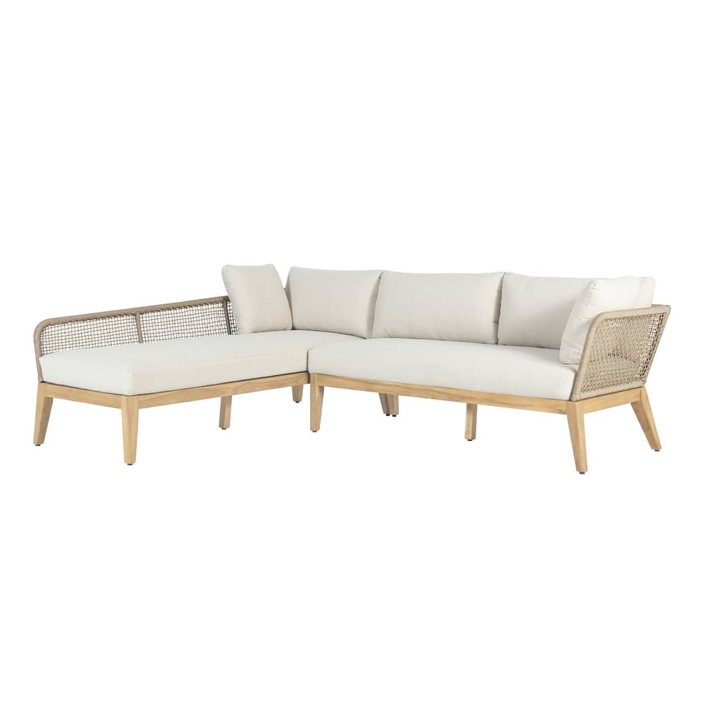 Cypress Teak Wood 2-piece Left Arm Chaise Outdoor Sectional