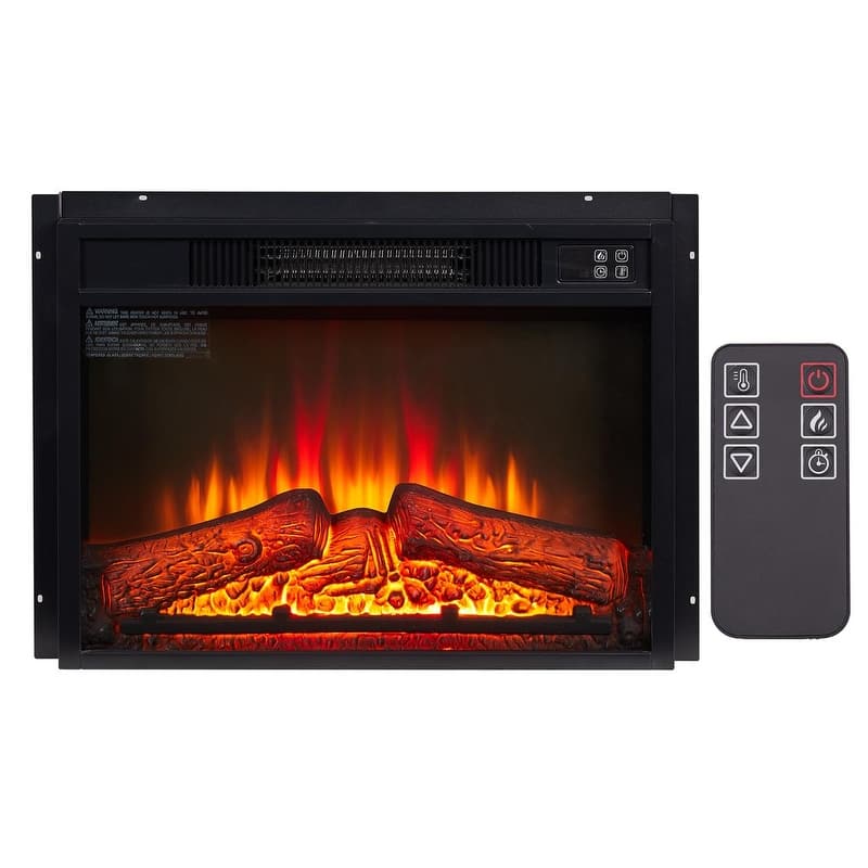 Electric Fireplace Insert with Remote Control, Ultra Thin Heater & Realistic Log Set