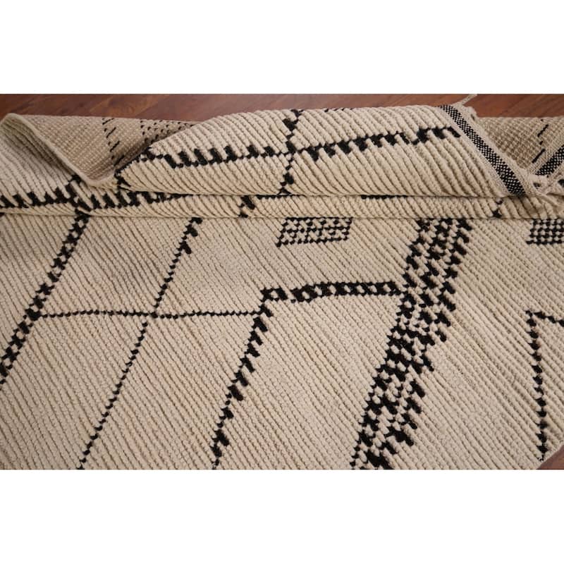 Geometric Moroccan Oriental Area Rug Handmade Wool Carpet - 4'11" x 8'10"