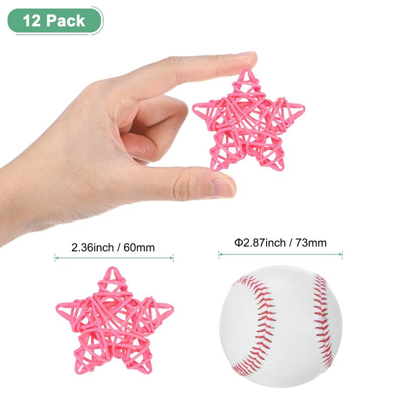 12-Pack Pentagram Wicker Rattan Balls 2.6 Inch for DIY - Pink