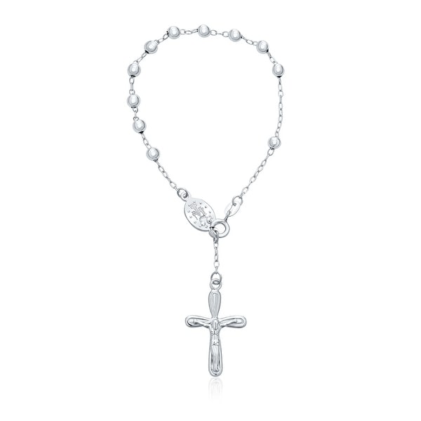 Virgin Mary Rosary Prayer Crucifix Cross 925 Sterling Silver Bracelet. Opens flyout.