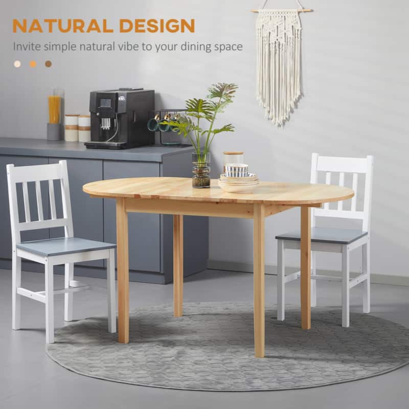 55" Solid Wood Kitchen Table, Drop Leaf Tables for Small Spaces, Folding Dining Table, Natural
