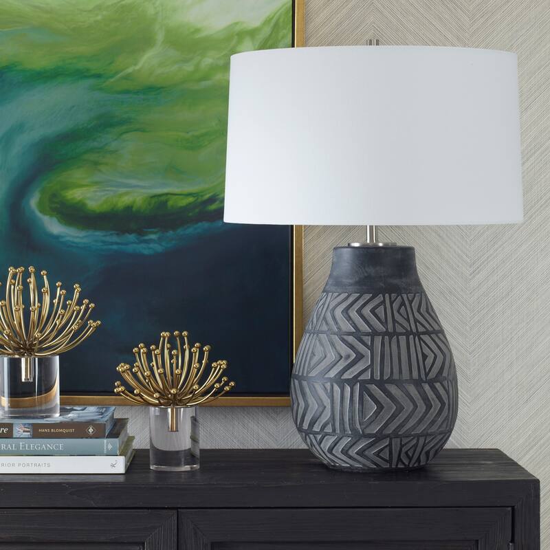 Uttermost Natchez Charcoal Table Lamp - 26.25" H X 19" W X 19" D