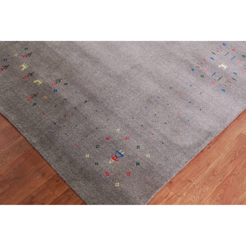 Hand Knotted Oriental 100% Wool Carpet Tribal Tribal Greys & Charcoal Gabbeh Area Rug - 10' 0'' X 8' 1''
