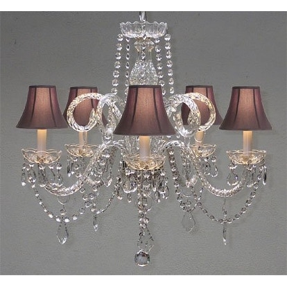 Swarovski Crystal Trimmed Crystal Chandelier Lighting & Black Shades