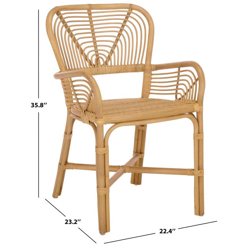 SAFAVIEH Home Rimma Rattan Arm Chair (Set of 2) - 22"W x 23"D x 36"H