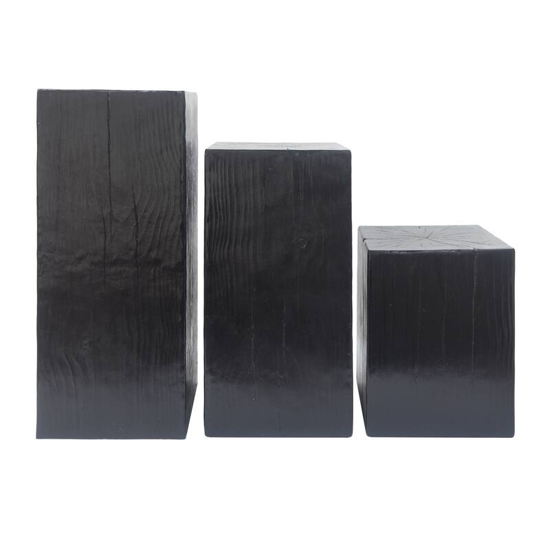 Roomfitters Retro Natural Style Side Table Set, Stackable Square-Column MGO End Tables for Living Room, Bedroom