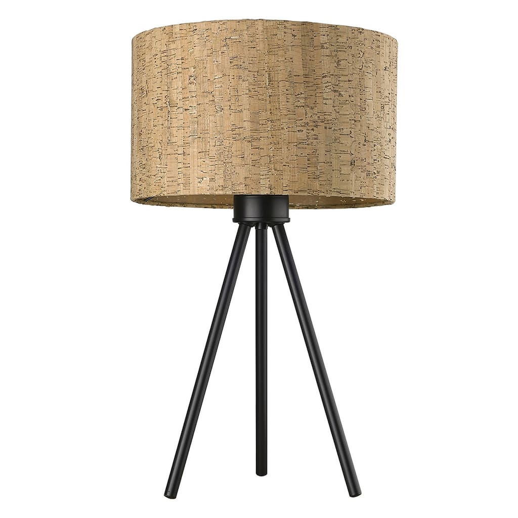 HomeRoots 21.8" Matte Black Cork Shade Table Lamp - 13