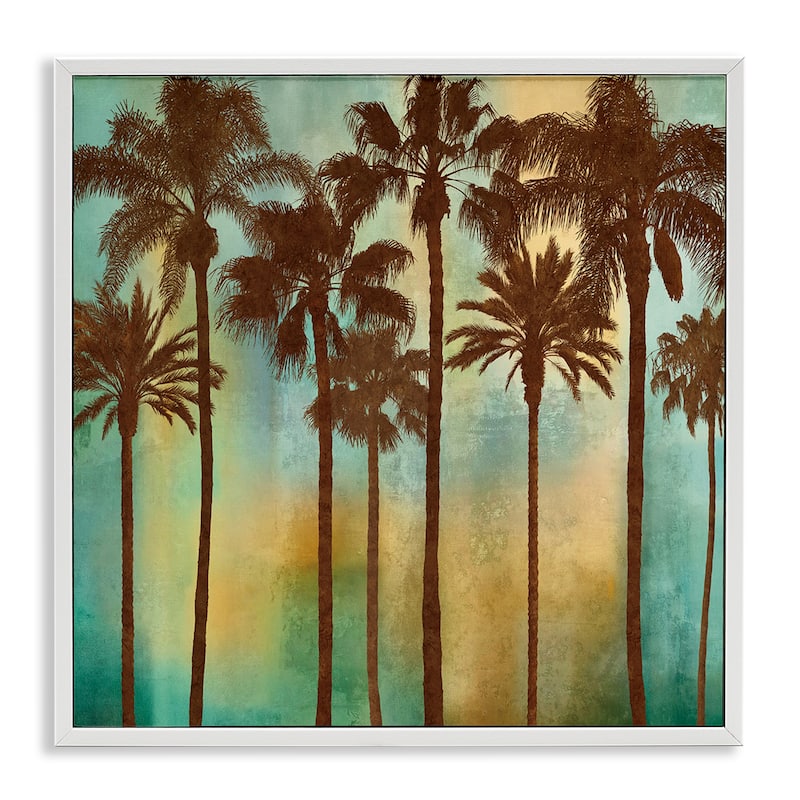 Stupell Looming Palms on Gradient Framed Giclee Art Design By John Seba - 12 x 12 - White