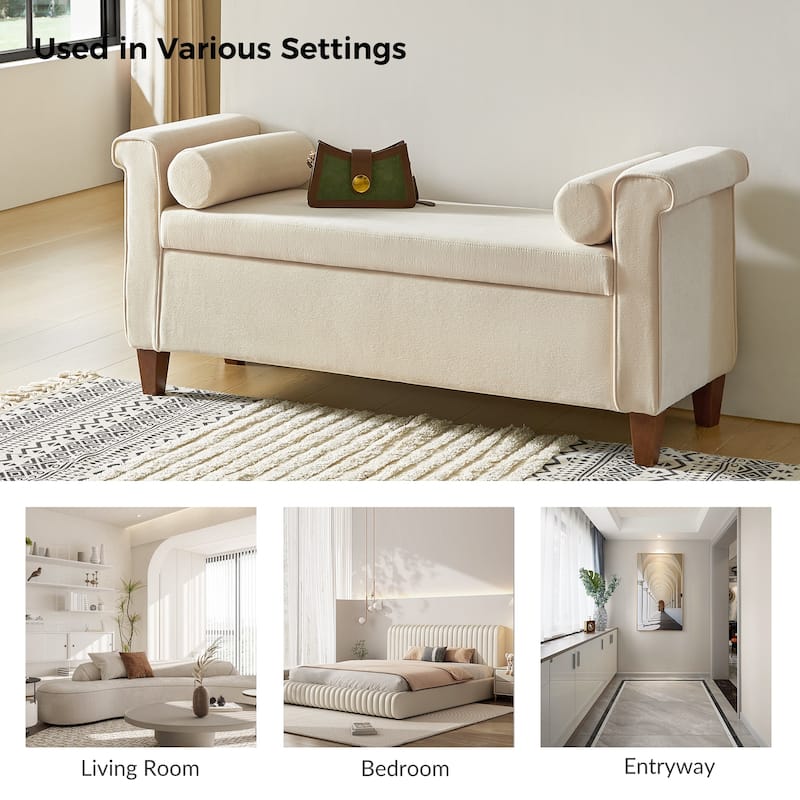Rita 54.3'' Wide Traditional Storage Bench with 2 Pillows by HULALA HOME
