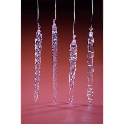 LED Icicle Christmas String Lights - 9.25" - Clear - Set of 4