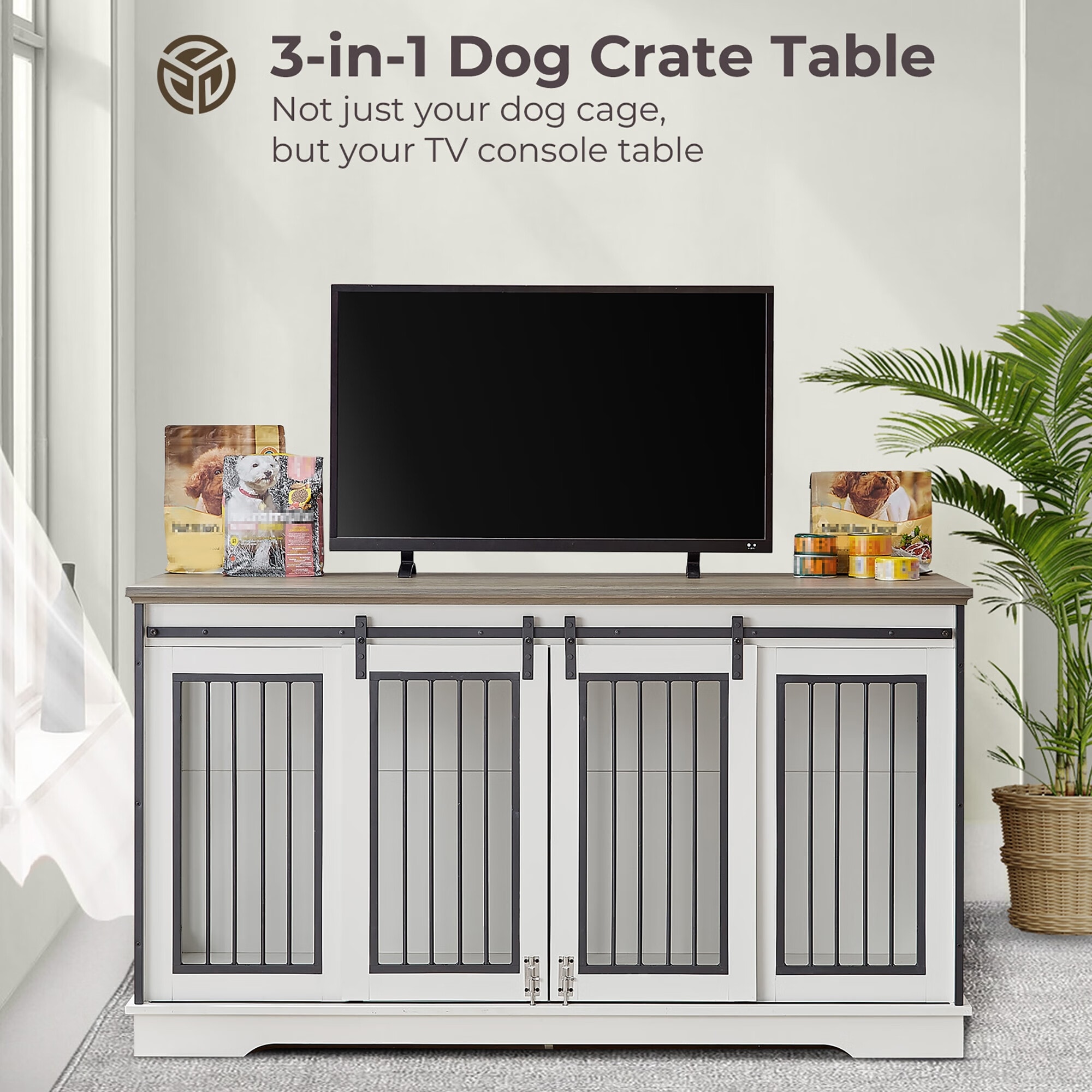Tv console dog online crate