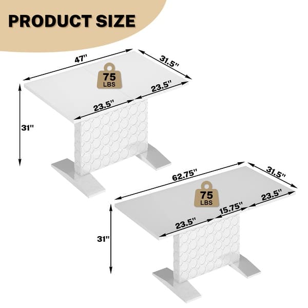 dimension image slide 1 of 9, 7-Piece Clihome High-gloss Extendable Table Velvet Chair Dining Set