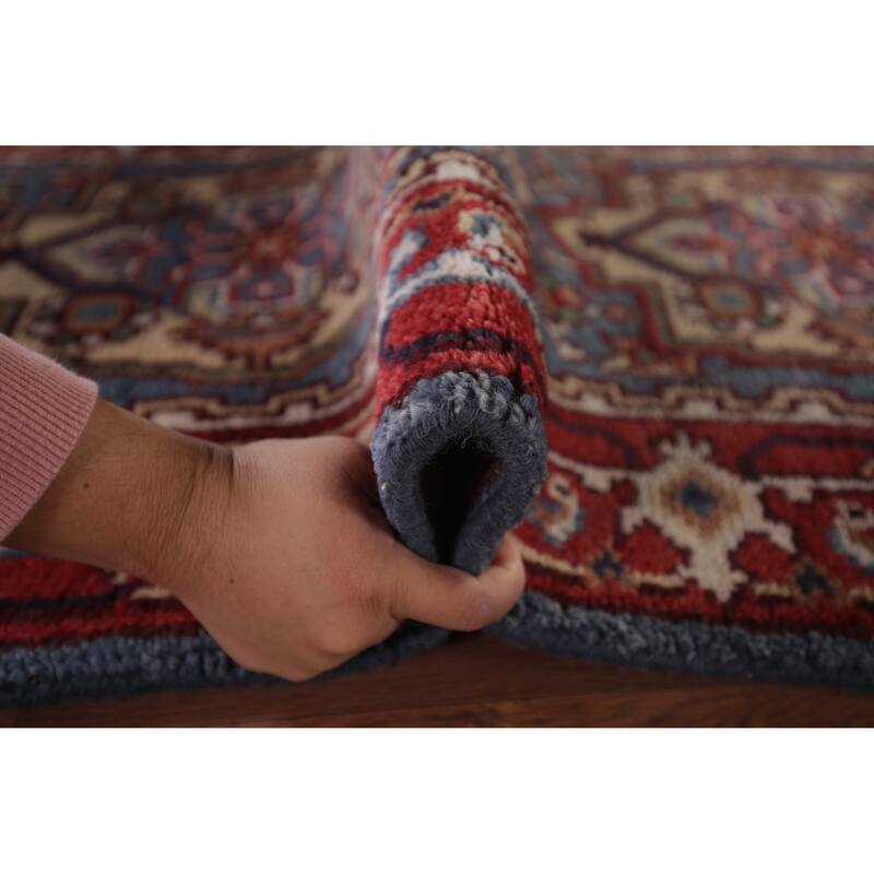 Blue Kazak Oriental Runner Rug Hand-Knotted Geometric Wool Carpet - 2'7"x 8'3"