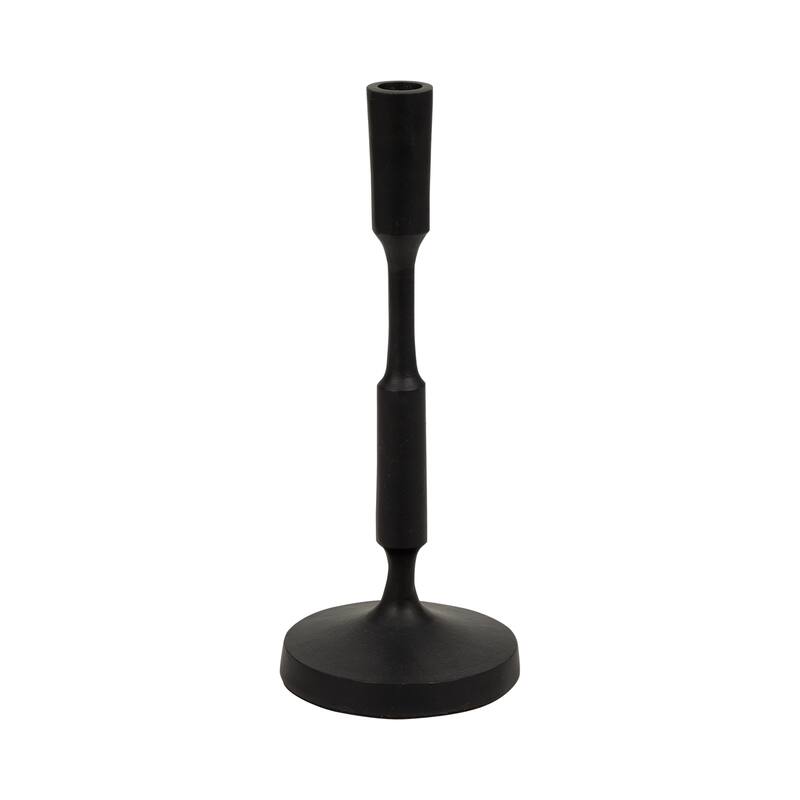 Champagne Metal Candle Holder Contemporary Aluminum Narrow Taper Candle Holder for Home, Office, Event Decor - 5" x 5" x 12" - Black