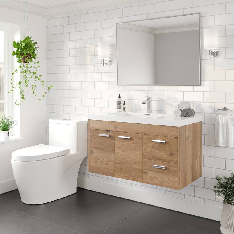 Lugano 36" Wall-mount Bath Vanity with Integrated Acrylic Sink