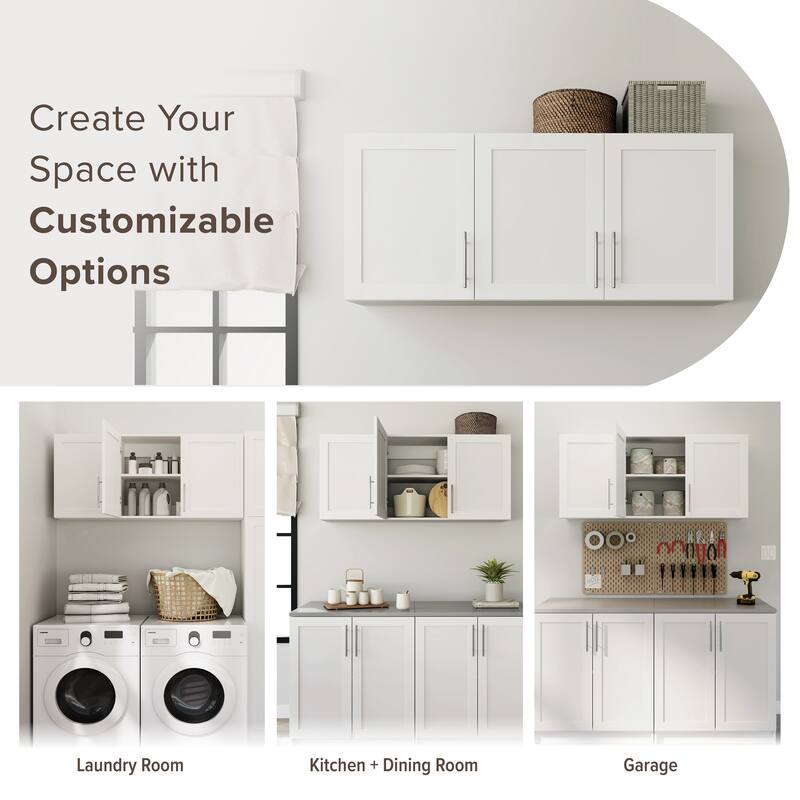 Prepac Elite Wall Cabinet with Panel Doors 12.75" D x 54" W x 24" H - 54 in W x 24 in H x 12.75 in D