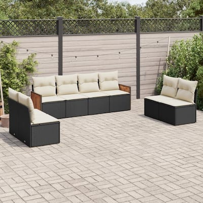 vidaXL Patio Sofa Set with Cushions Outdoor Conversation Furniture Poly Rattan