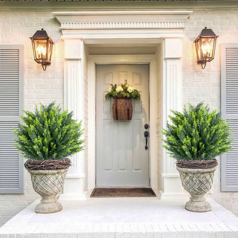 Artificial Cedar Topiary Trees with Ground Spike for Outdoor,Fake Topiary Ball Trees Artificial Plant Brush for Indoor