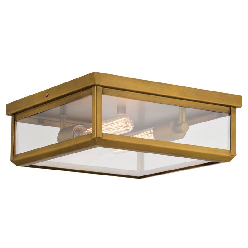 Kinzie Outdoor Square Flush-Mount Ceiling Light with Clear Glass