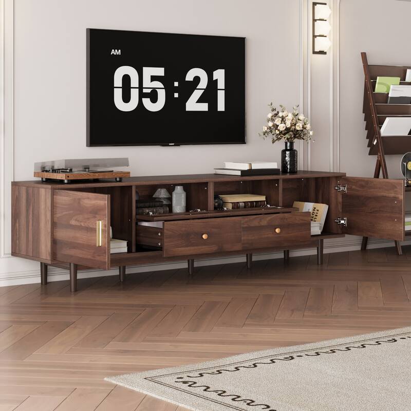 Dark Brown TV Stand Media Cabinet for 65 to 85 Inches TVs, Farmhouse Entertainment Center TV Console for Living Room