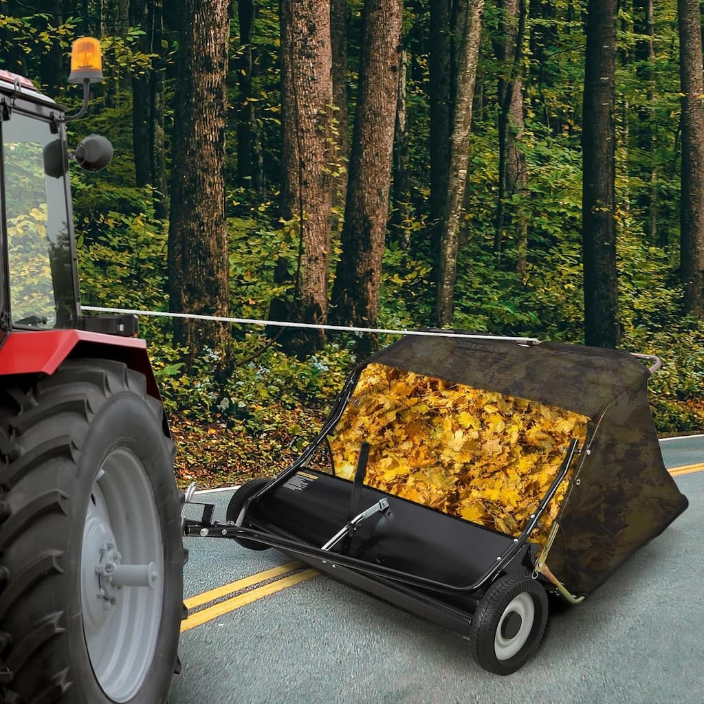 50 in Tow-Behind Lawn Sweeper with 26 cu. ft. Hopper Adjustable Height and Quick-Dump Rope