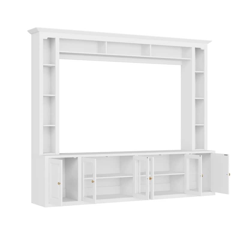 92" Modern 4-Piece Entertainment Center Wall Unit Media Console with Bookshelves for TVs Up to 80"
