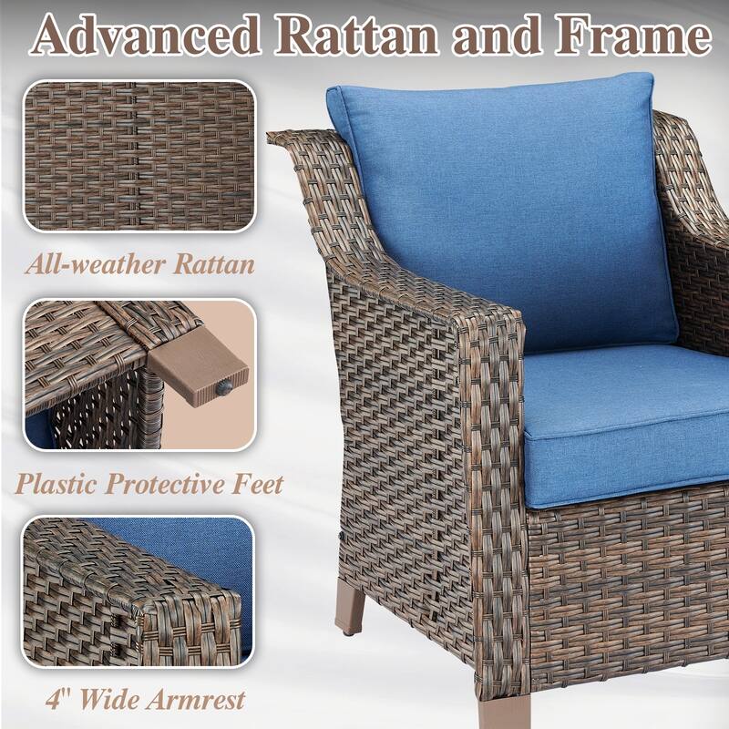 Outdoor Sofa Chair Table & Swive Chail with Ottoman