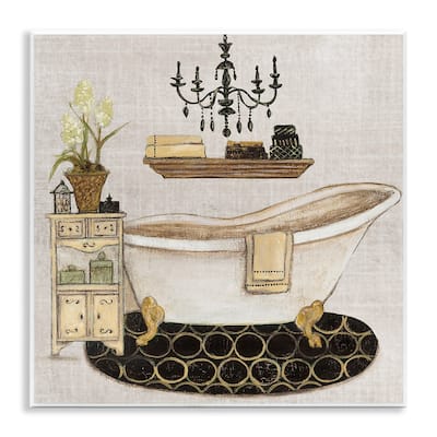 Stupell Serene Vintage Bathtub Wall Plaque Art Design By Janet Tava