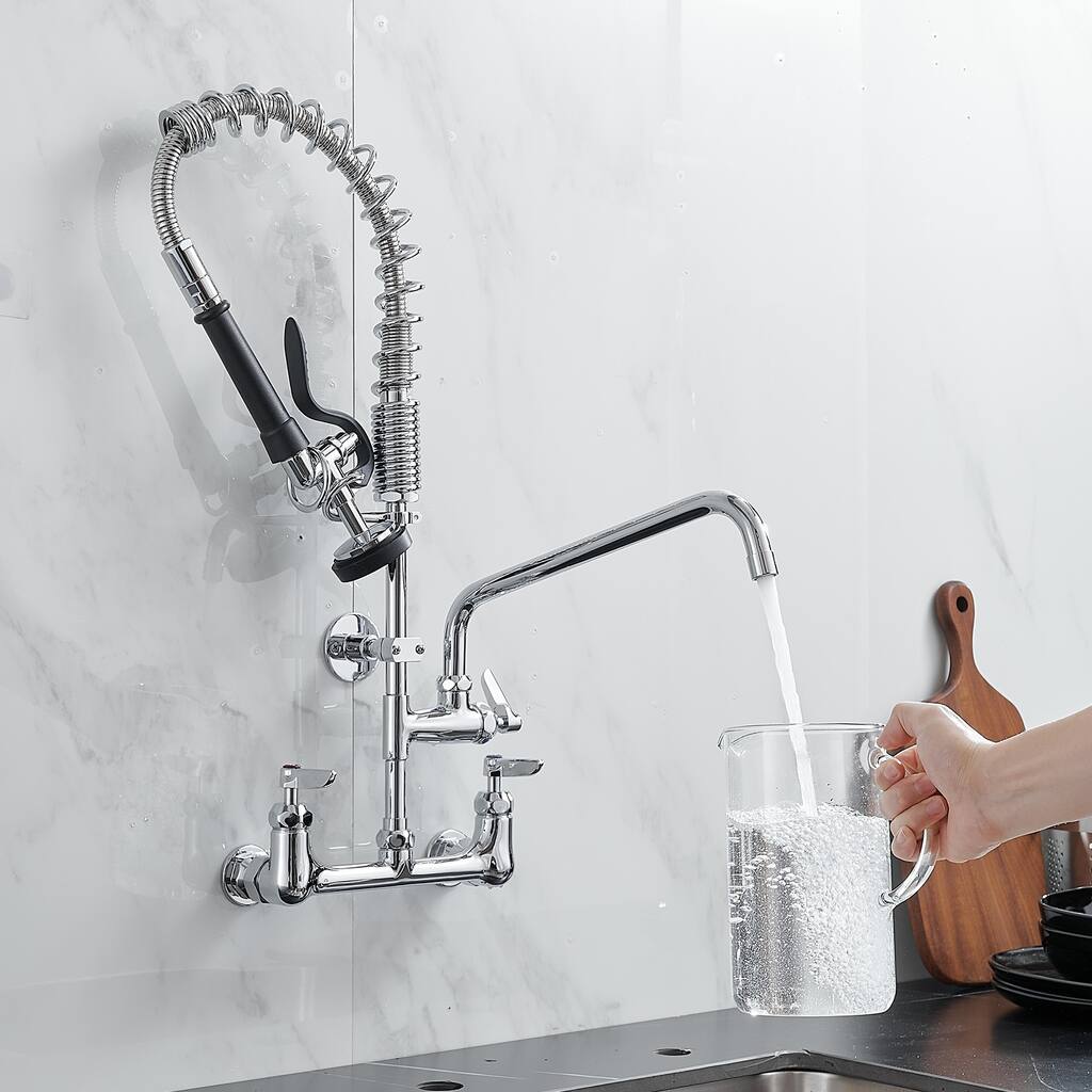 Commercial Faucet with Sprayer 3 Compartment Sink Faucet
