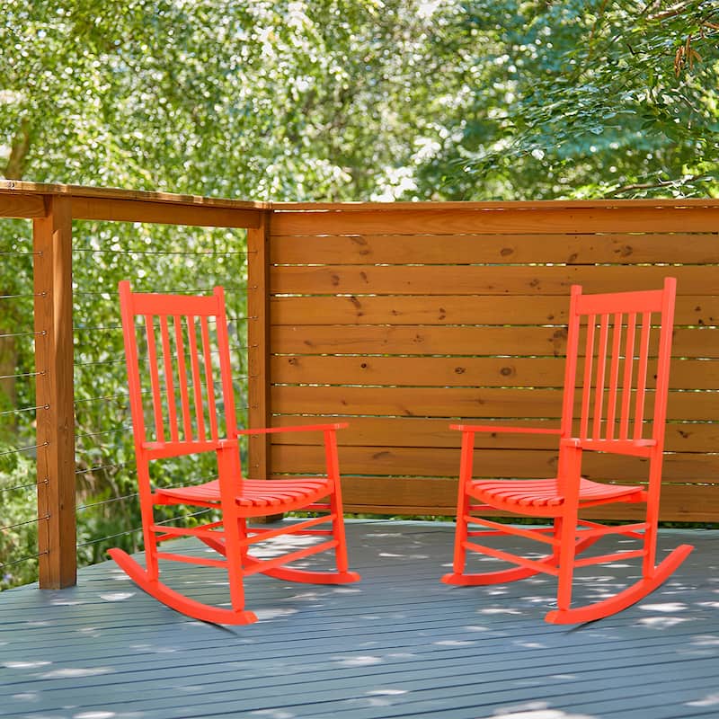 Heritage Solid Wood Outdoor Patio Rocking Chair Rocker (Set of 2)