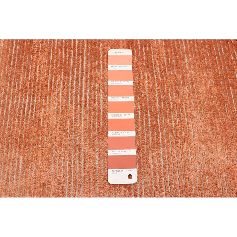 ECARPETGALLERY Hand Loomed Shimmer Copper Viscose, Wool Rug - 5'7 x 7'11