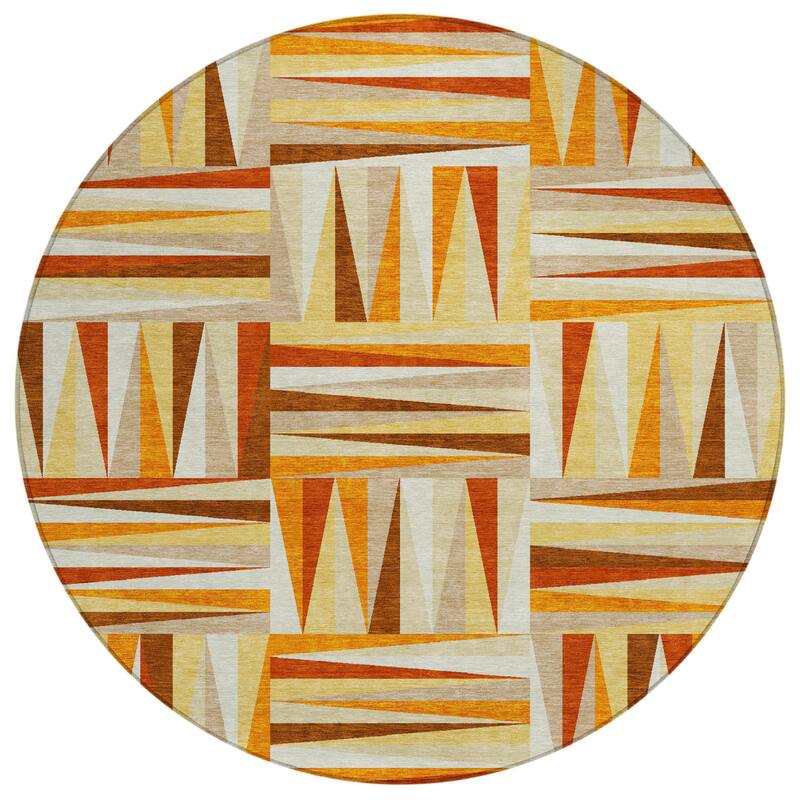 HomeRoots Geometric Transitional Round Outdoor Rug - 8' Round