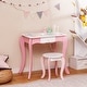 preview thumbnail 5 of 12, Pink Kids Vanity Table and Stool Set with 360 Rotating Mirror and Whiteboard Perfect for Gift - 27"L x 16.5"W x 39.5"H